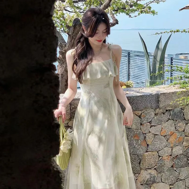 Flowy Tie-Dye Backless Dress with Silver Kinari Tassels | Festive Floor-Length Dress