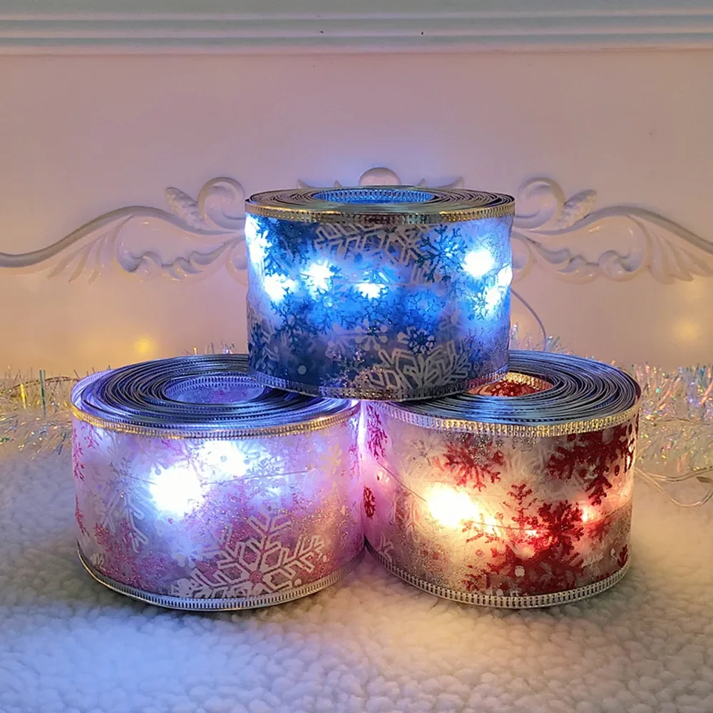 Description Picture 6 of item10M Christmas Snowflake LED Ribbon Light Red Pink Blue Snow Fairy String Light Xmas Tree DIY Bow 2024 New Year Christmas Decor