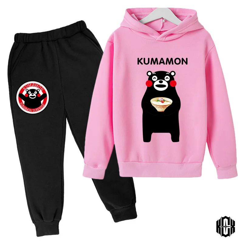 

New Kumamon Children's Sportswear Children's Clothing Cotton Suit Baby Tracksuit Hoodie Sweatshirt + Pants Kumamon Clothes