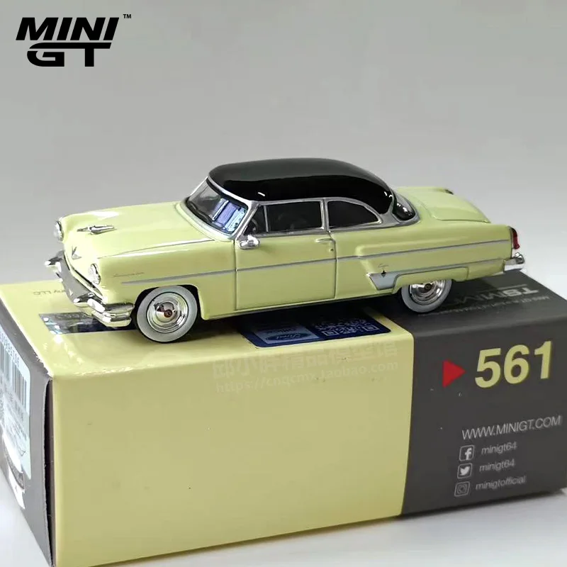MINI GT 1:64 #561 Lincoln Капри 1954 Premier Yellow, модель литая, Гоночная машина, детские игрушки, подарок
