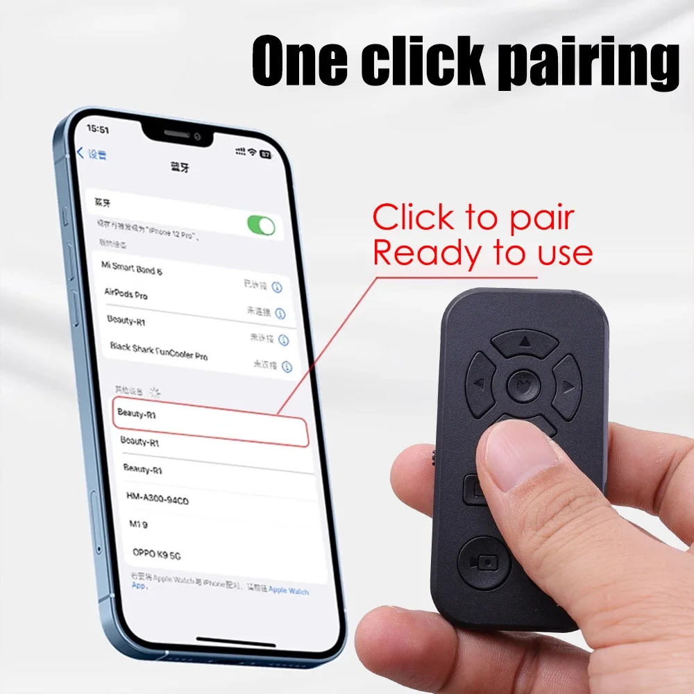 Mini Camera Remote Controller Bluetooth-compatible Photo Shutter Release Button Phone Selfie for IOS/Android Smartphones