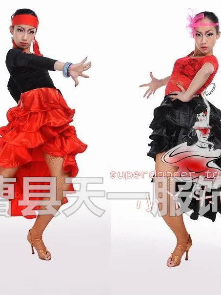 

Female Party Ballroom Dance Dress Spanish Flamenco Triangle Skirt Women Split Red Stage Belly Dance Wear Skirt