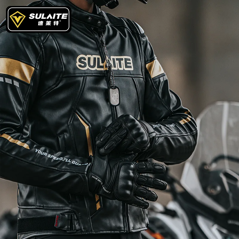 NEW SULAITE Motorcycle Jacket Leather Motocross Jacket Chaqueta Moto Moto Racing Riding Waterproof Protective Gear
