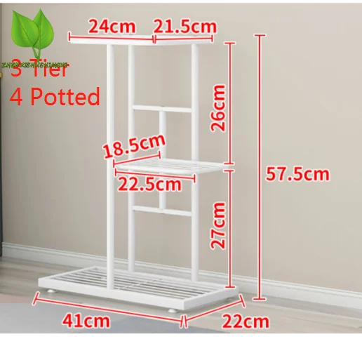 Metal Flower Pot Holder 4 Tier 5 Potted Plant Stand Storage Rack Display Stand Indoor Garden Decor