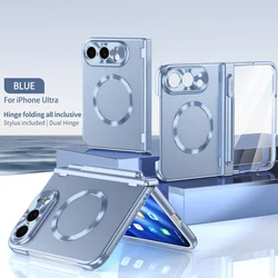 Premium Magnetic Protective Phone Case with Front Screen Tempered Film - iPhone Duo (Blue)