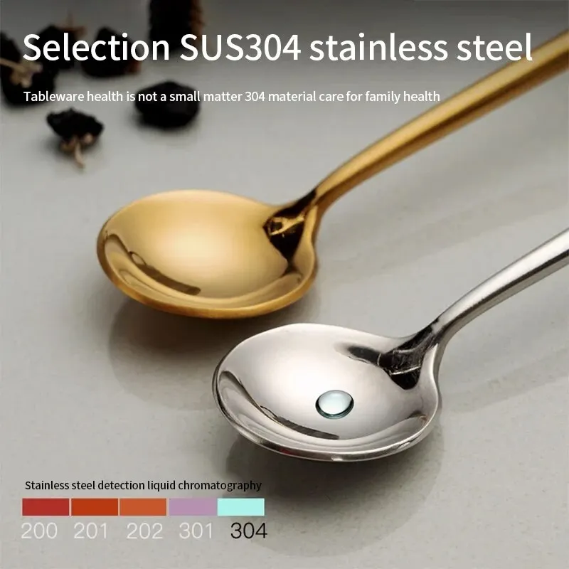 Gold Spoon Set 12-piece Beautiful Long-handled Golden Coffee Spoon Stainless Steel Set Holiday Kitchen Tableware Gift
