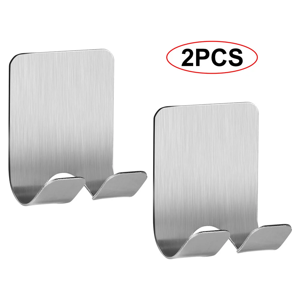 

4pcs Adhesive Stainless Steel Towel Hooks Family Robe Hanging Hooks Hats Bag Family Robe Hats Bag Key Adhesive Wall Hooks