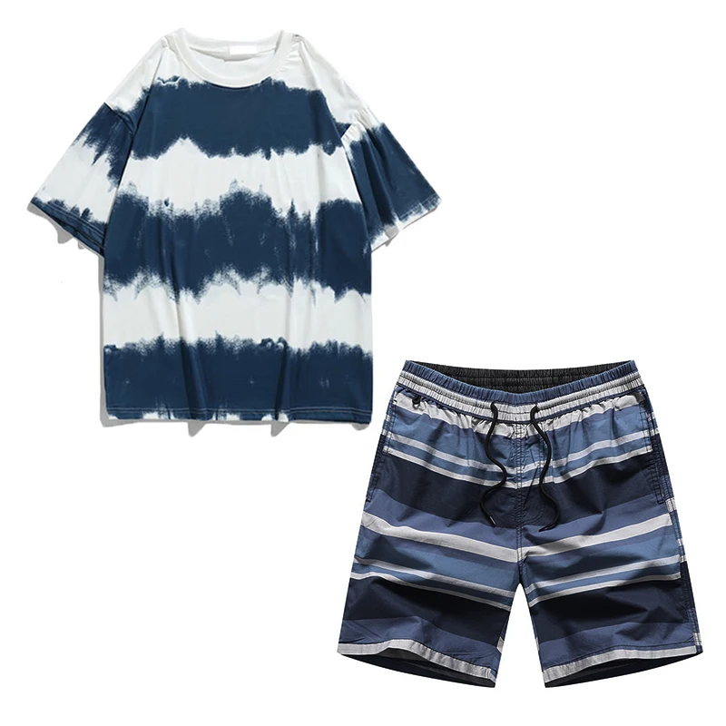 

NIGO Striped Loose Hollow Summer Short Sleeve T-shirt Shorts Set Suit #nigo94475