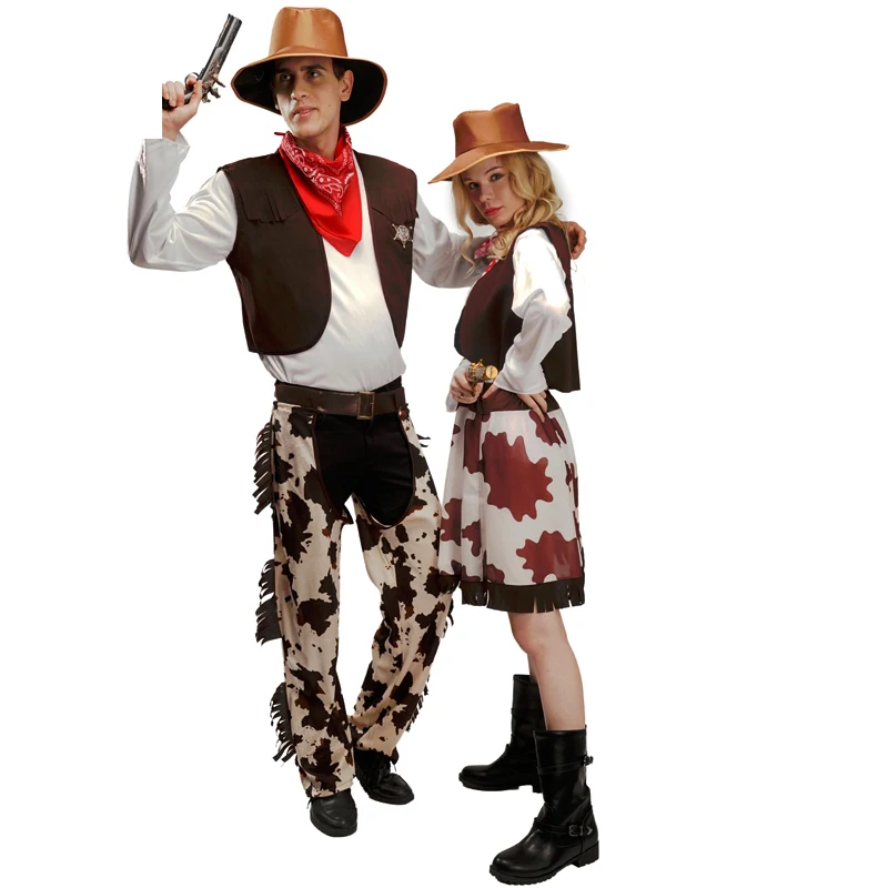 CoupleCowboyCowgirlCostumesCosplayFancyDressLoversClothingAdultsHalloweenPartySuits