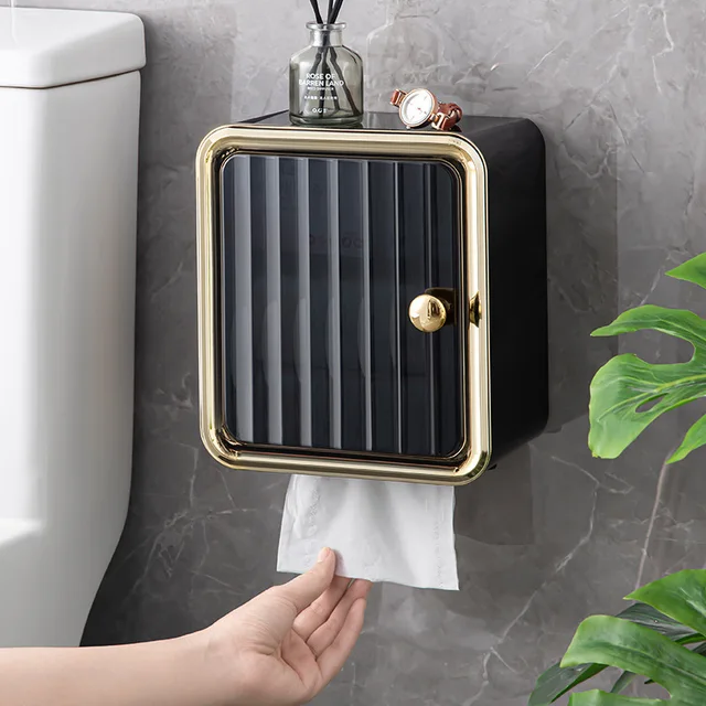 ชั้นวางกล่องเก็บของทิชชู่กล่องกระดาษม้วนกระดาษที่วางทิชชู่กันน้ำที่ใส่ tisu toilet อุปกรณ์เสริมที่แขวนทิชชู่ในห้องน้ำ 1