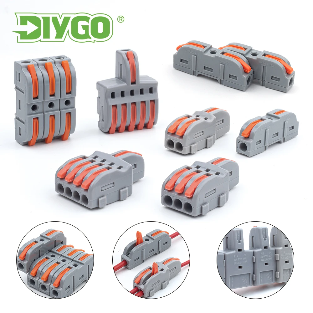 1 in 1/2/3/4/5 out Electrical Wire Connectors Butting Universal Compact Splitter Cable Splicing Push-in Wiring Terminals Block