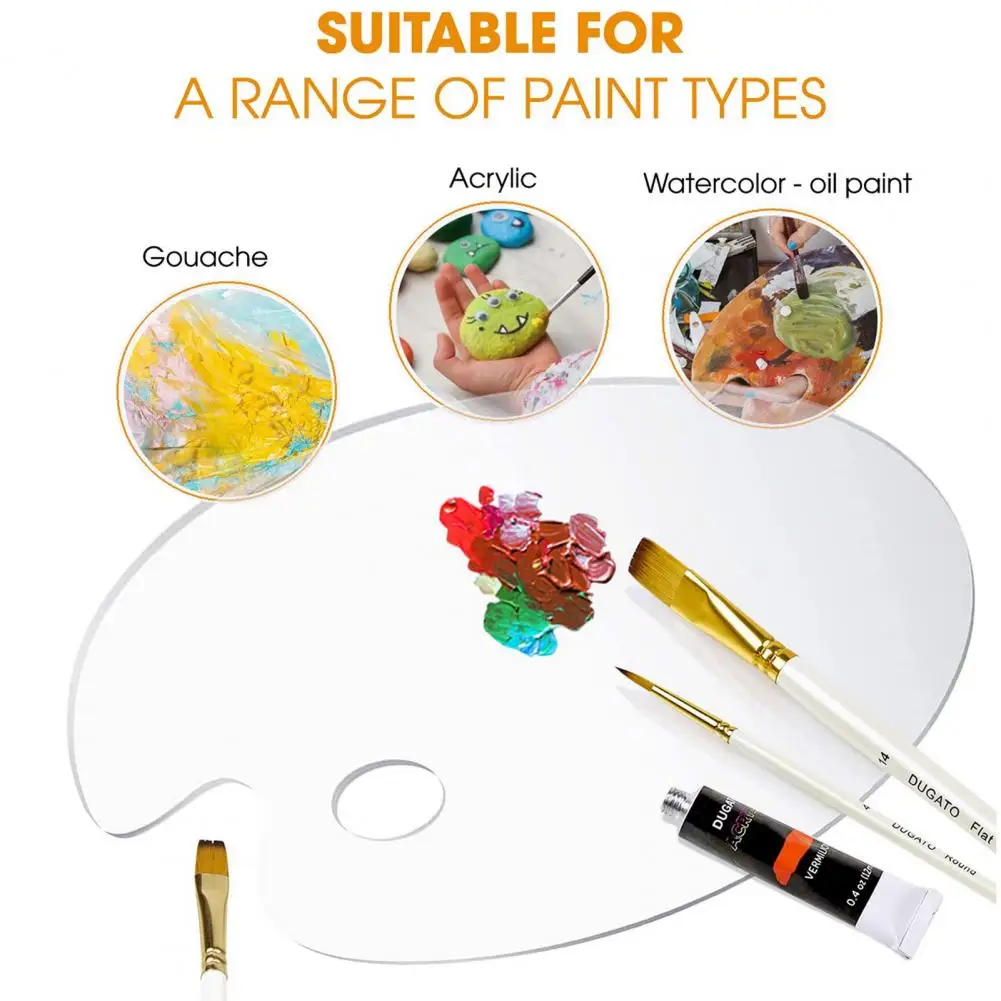 Oil Paint Mixing Tray Burr Free Painting Palette Comfortable Grip Mix Useful Clear Pigment Mixing Plate Finger Hole