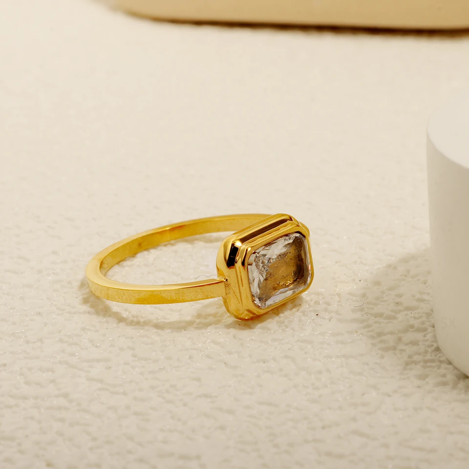 ZMfashion-Anel de Pedra Quadrado Vintage Zircão para Mulheres, Simples  Versátil, Aço Inoxidável, Cor Dourada, Jóias de Dedo, Acessório Festa -  AliExpress, image size:960x960