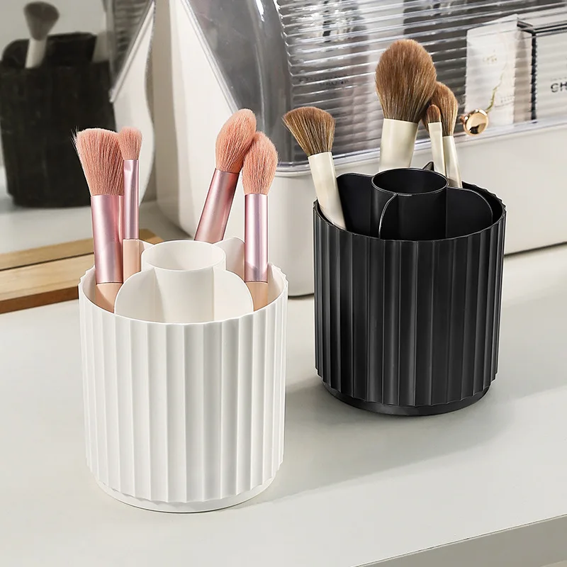 Makeup Brush Holder with Lid 360 Rotating Makeup Brush Holder Organizer for Vanity Desktop Countertop Dresser Table 2