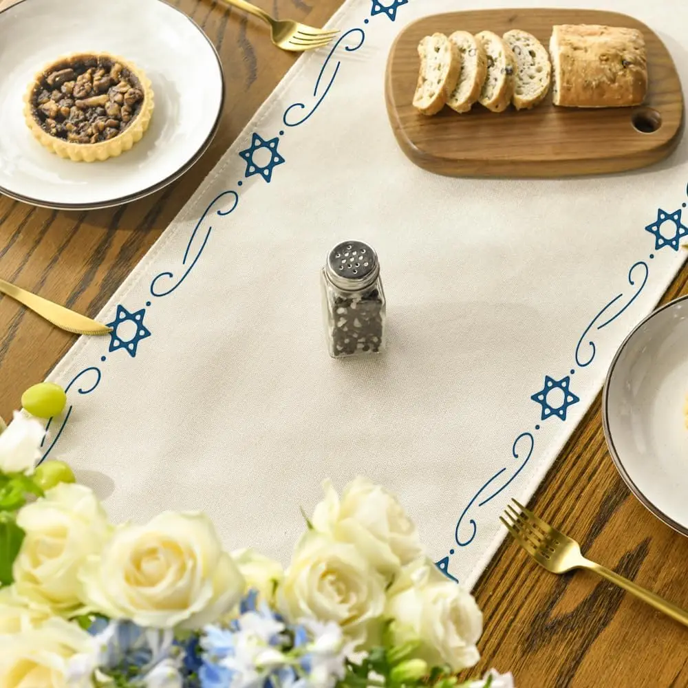 해피 패소 린넨 테이블 러너 주방 식탁 장식 Seder Plate Pesach Matzoh David Jewish Holiday Party Decor의 스타