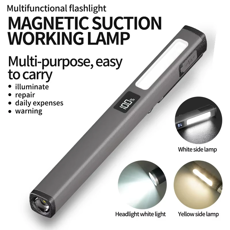 Pen Light Rechargeable Pen Light Flashlight Led Pen Flashlight Pocket Light for Camping Work Repair Outdoor Small Mini Cob Magnets