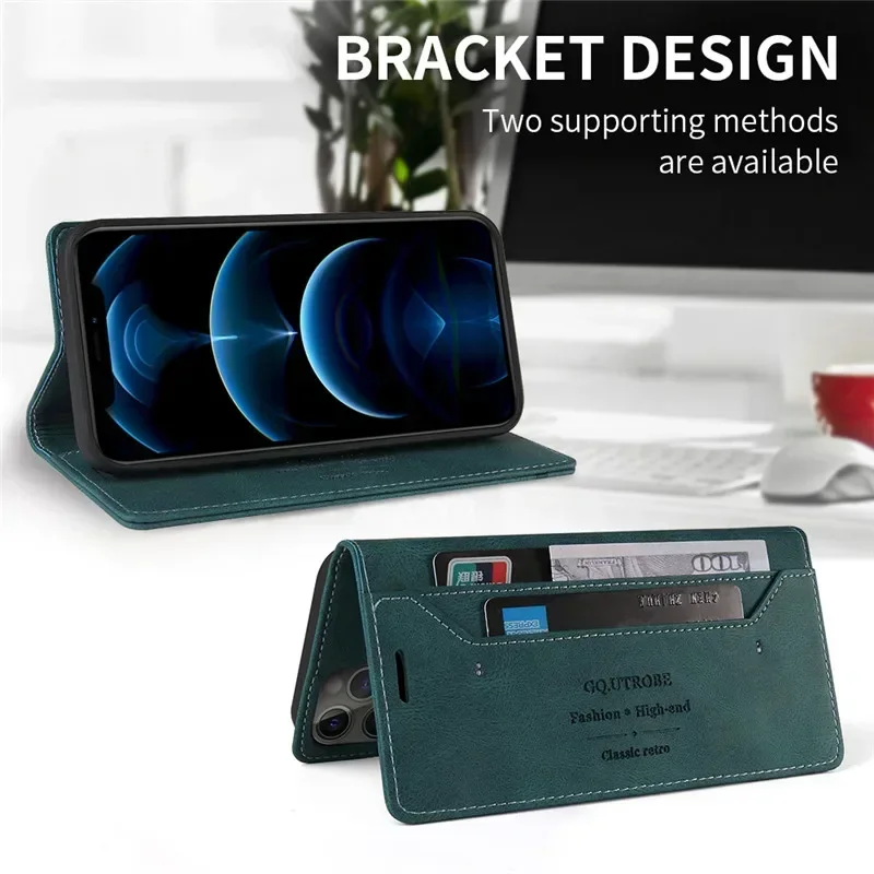 Magnetic Leather Anti-Theft Wallet Flip Cover Case