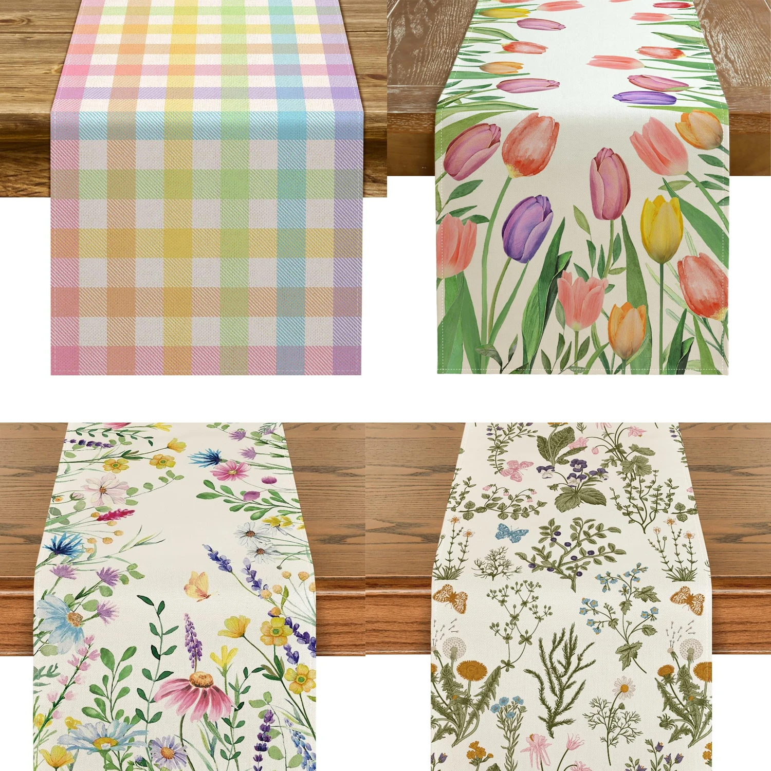Description Picture 2 of item1pc 35x185cm Wildflowers Table Runner,Kitchen Dining Table Decoration for Home Party,Indoor Outdoor Dinner Party Decor