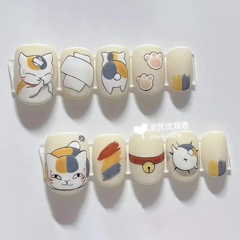 Natsume Cat Sensei Anime Nail Sticker Nyanco Sensei Cute Cat Self Adhesive Kawii Footprint Nail Art Otaku Supplies Manicure