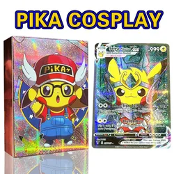 Anime Holographic Pokemon Cards Pikachu Cosplay DIY Luffy Tanjirou One Piece Goku Eva Frieza Characters English Shiny Card
