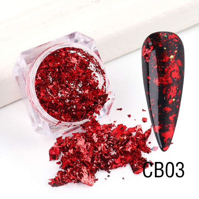 Box Gold Glitter Flakes Irregular Aluminum Foil Sequins For Nails Chrome Powder Winter Manicure Nail Art Decorations LY1858-1