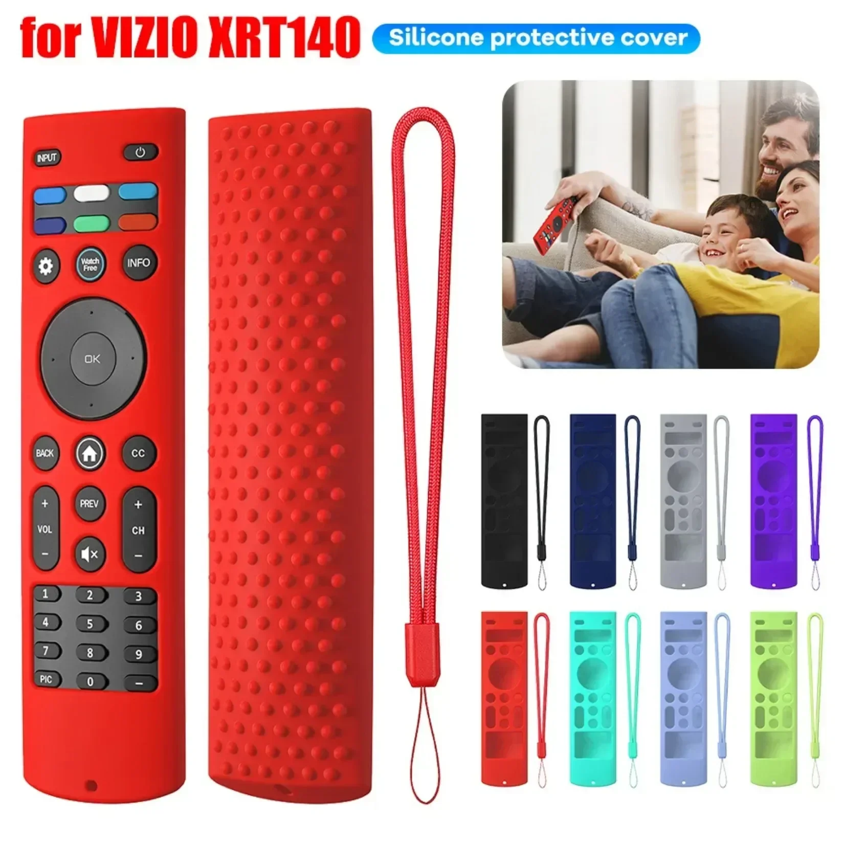 Silicone Remote Case for Vizio XRT140 Smart TV Remote Silicone Protective Sleeve for Vizio XRT140 with Lanyard tv cover 2
