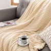Battilo Cotton Knitted Throw Blanket for Bed Soft&Cozy Sofa Blanket Solid Cable Knit Throws Large Heavyweight Decorative Blanket 5