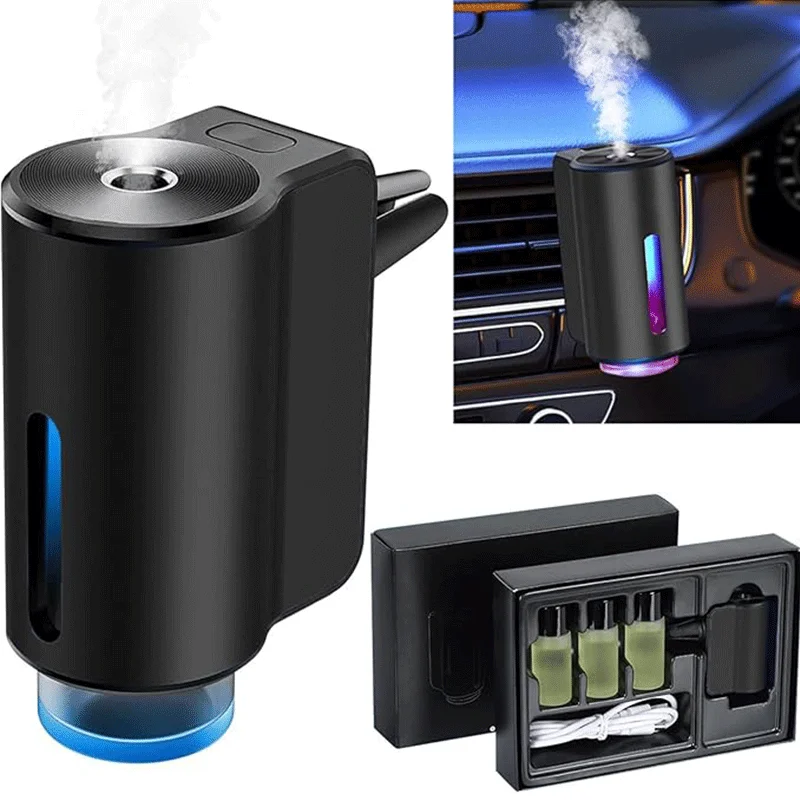 Lufterfrischer im Auto, Aromadiffusor, 3-stufig verstellbar, intelligenter wiederaufladbarer Duftdiffusor, Innenraum, Autozubehör