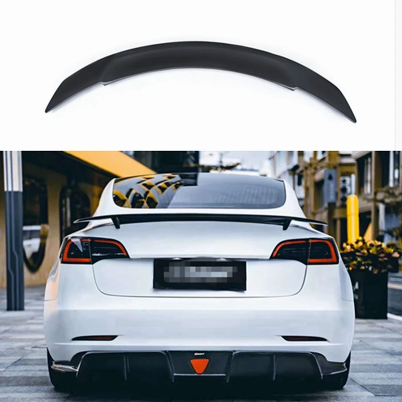 

For Tesla Model Y Model 3 Carbon fiber Rear Spoiler Trunk wing RT Style 2017-2022 FRP Matte Carbon