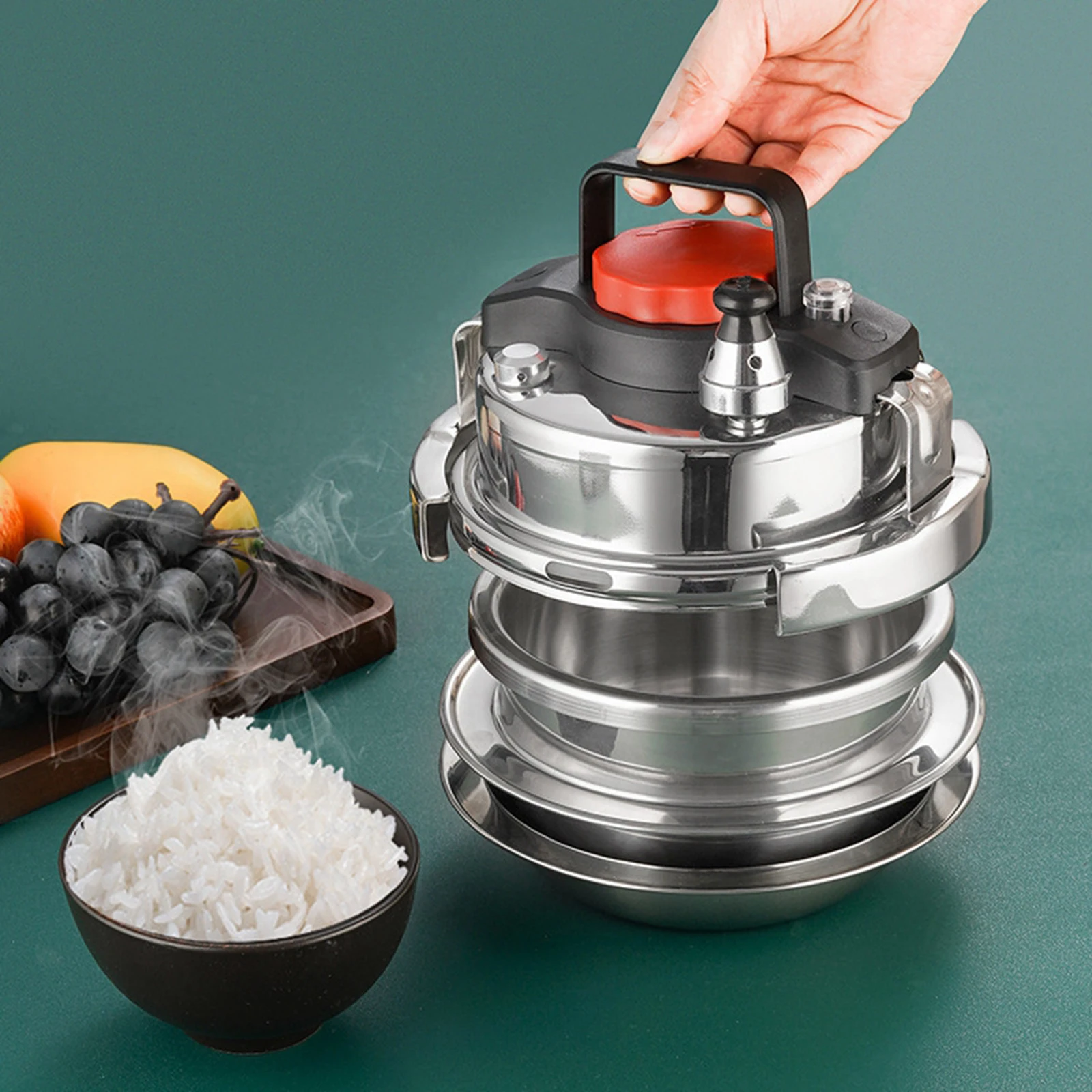 1.6L Mini Pressure Cooker Stainless Steel Outdoor Camping Micro Pressure Cooker Household Mini Rice