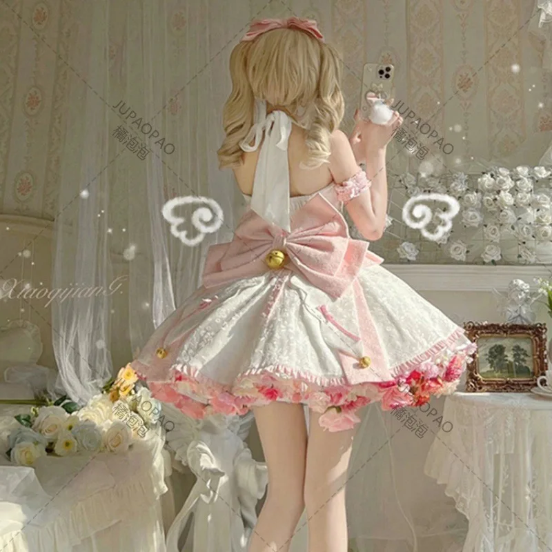 Girls Dress Sexy Lolita Pink Maid Dress Japanese Sweet Women Kawaii Dress