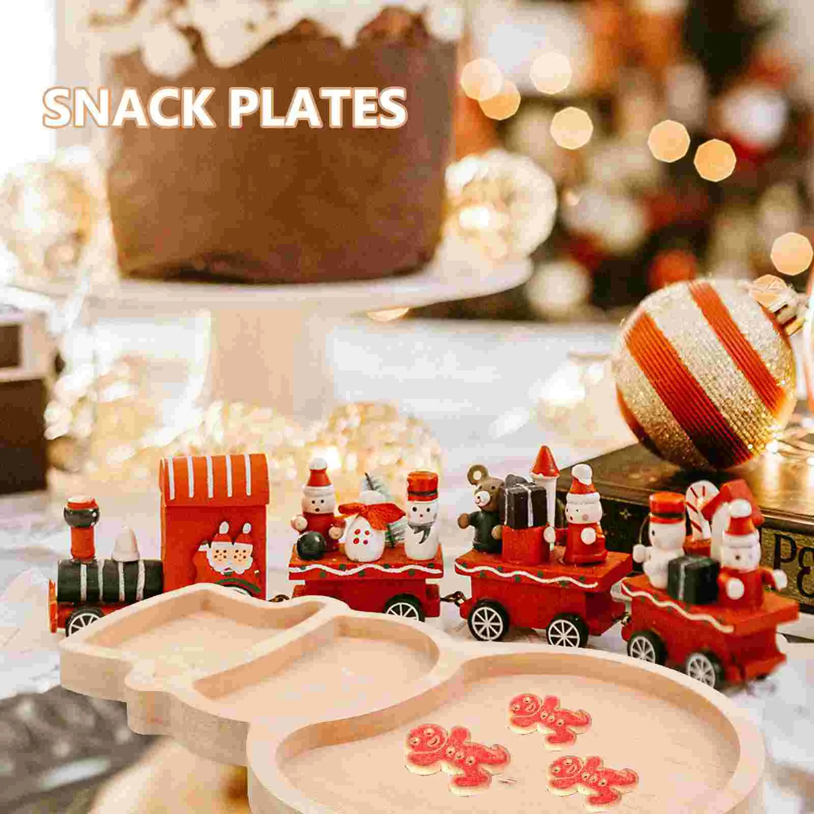 Snowman Shaped Tray Christmas Plate Snack Fruit Nuts Dessert Plates Wooden Platter Food Container Kitchen Serving Plates Dining