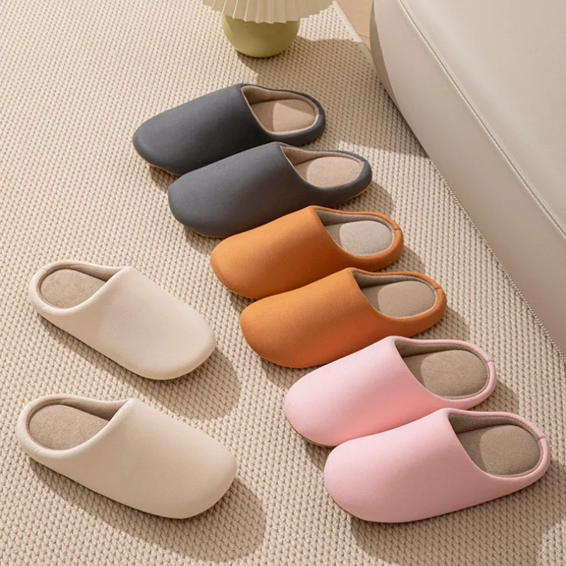 Neutral Soundproof Cotton Slippers Japanese-style Soft Soleslip-resistant Couple's Winter Slippers Indoor Floor Household Shoes