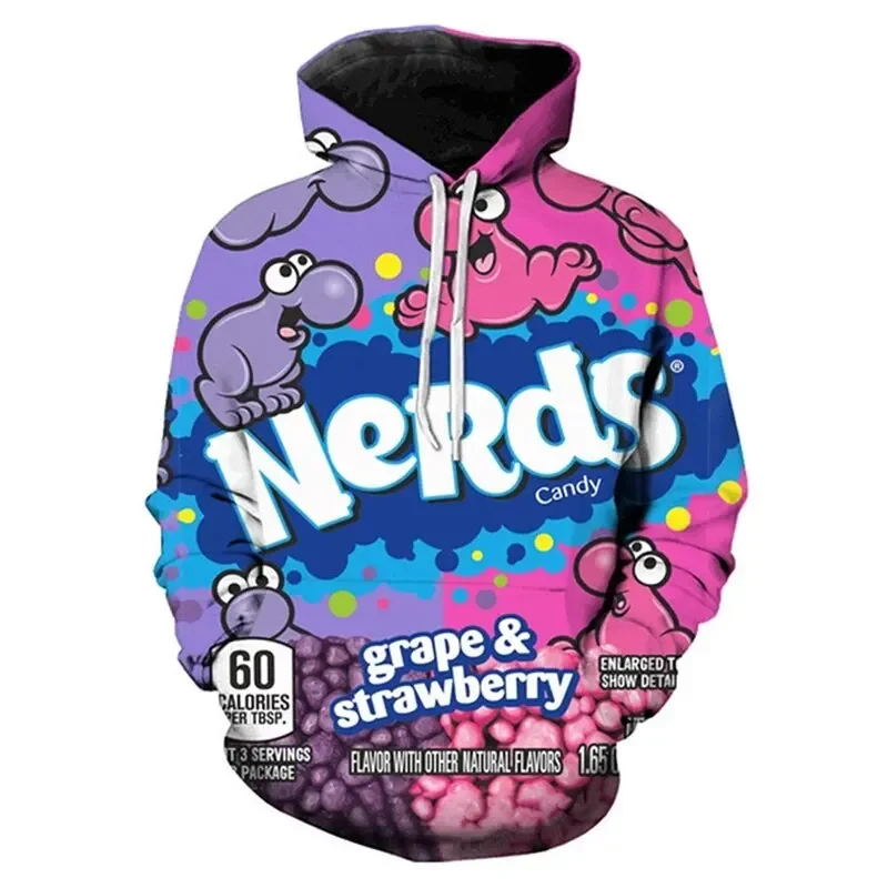 Sudadera con capucha para hombre con estampado 3D de caramelos y frijoles, nueva moda urbana divertida, jersey de otoño e invierno, ropa para hombre de gran tamaño