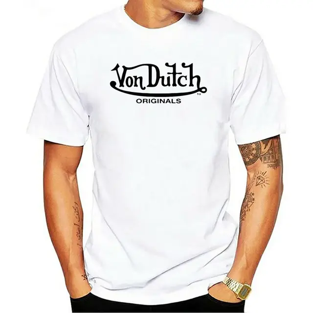 2020Von Dutch originals Logo White T-shirt for Men Size S-3XL 100%Cotton whiteMen