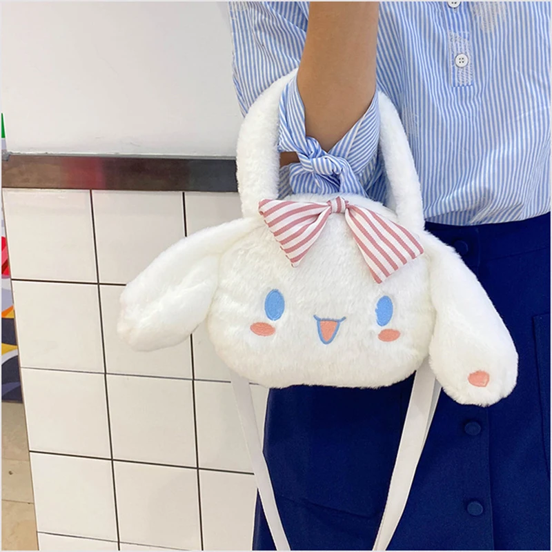 

Sanrio Kawaii Anime Cinnamoroll New Plush Large Capacity Handbag Cute Cartoon Fashion Makeup Bag Childrens Satchel Toys for Kids