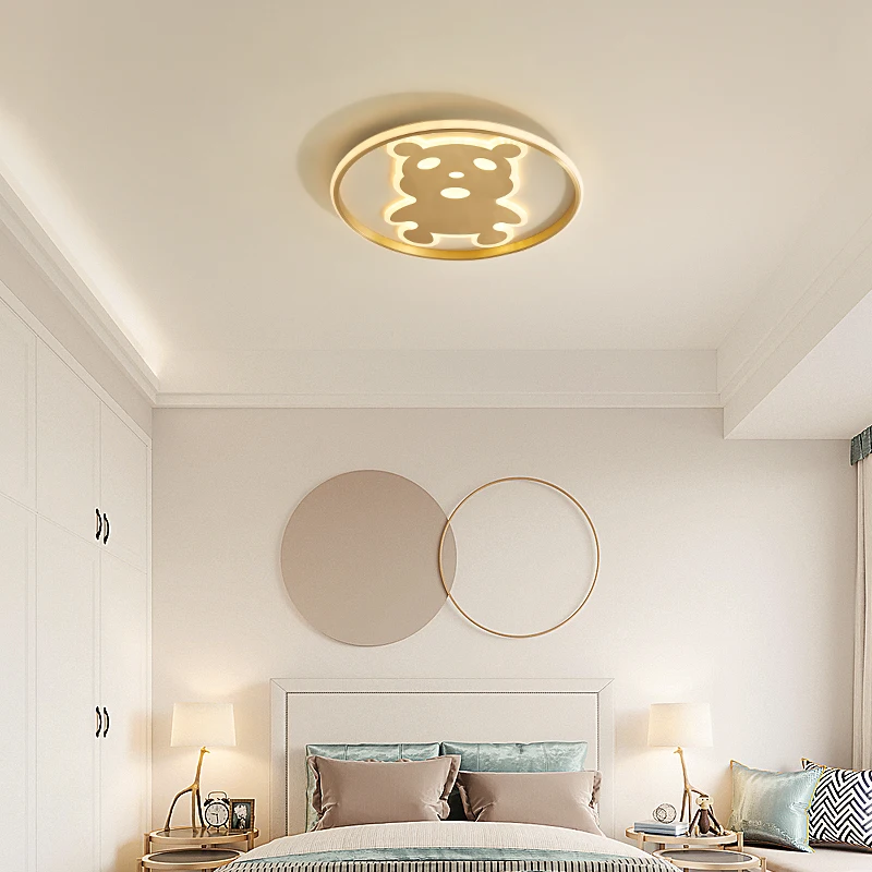 

SAROK Ceiling Lights Round LED Fixtures Panda Cartoon Copper Modern Decor For Bedroom Children Room Kindergarten