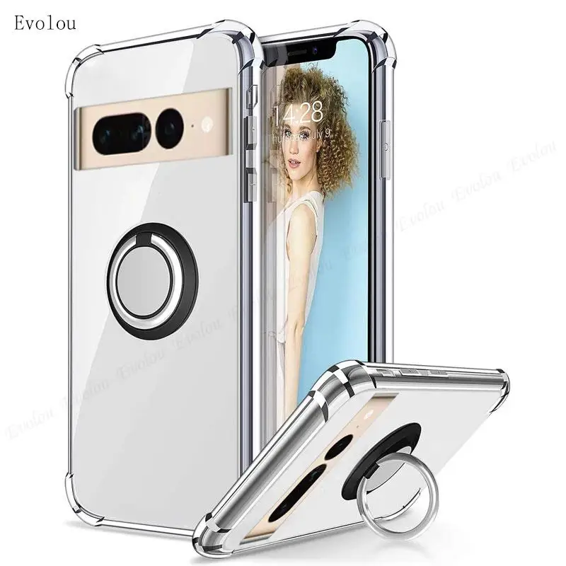 Enhanced Magnetic Ring Holder Transparent Silicone Case