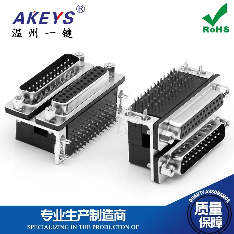 Db25P Maschio E Femmina D-Sub Gemelli A Doppio Strato 19.05/15.88 Spaziatura 25S Stringa Bocca Colla Nera