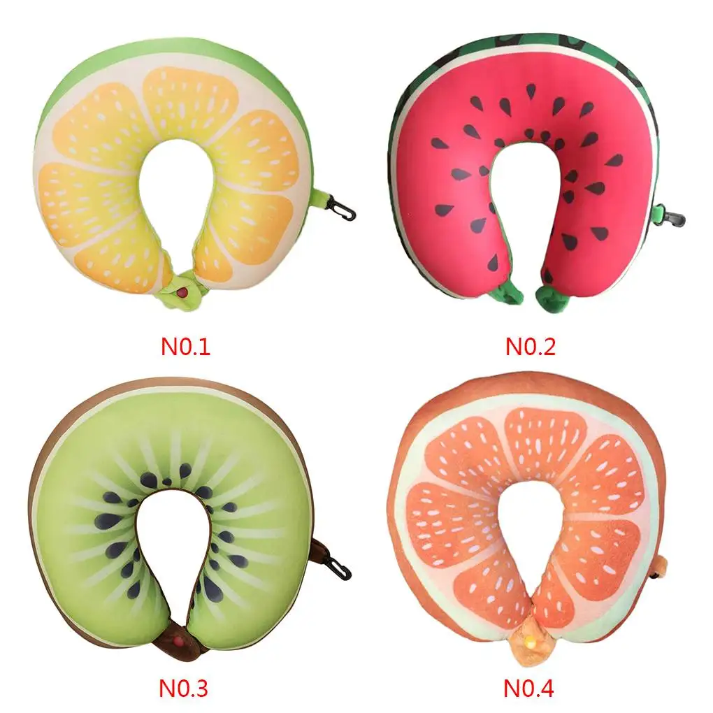 

U Shaped Neck Pillow Watermelon Kiwi Orange Cartoon Fruit Pillows Massage Neck Car Travel Cushion