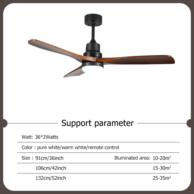 Description Picture 3 of itemWood Ceiling Fan with Lights and Remote Quiet Reversible DC Motor 3 Color LED Light 3 Blades 6 Speed Ceiling Fan for Living Room