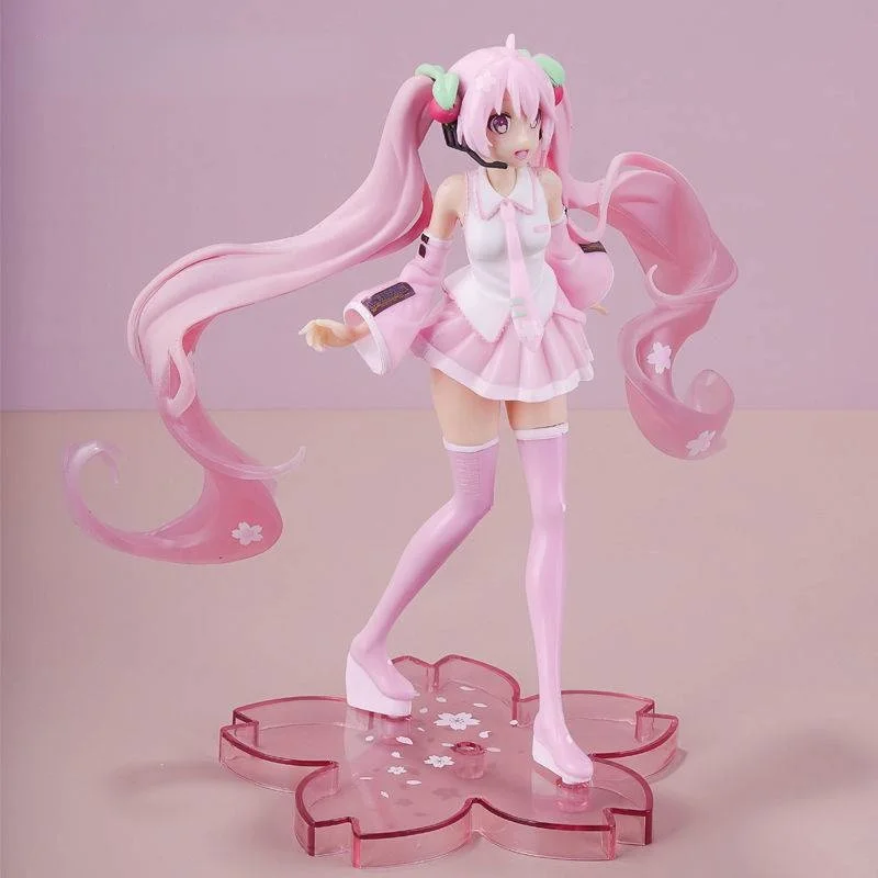 Anime Pink Sakura Ghost Miku PVC Action Figures Girls Model Toys Collecting Gift 