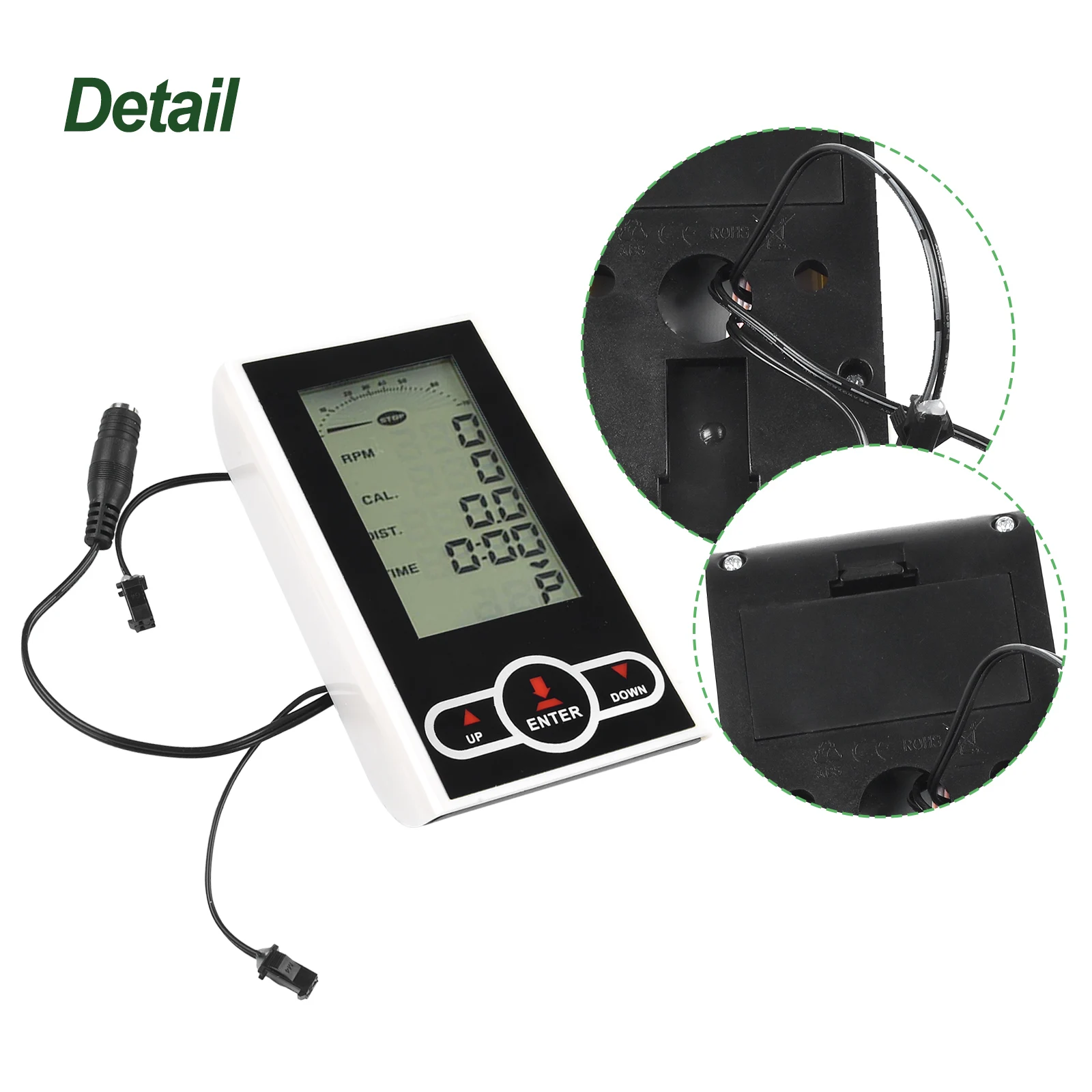 운동 자전거 모니터 속도계 고정식 자전거 타원형 트레이너 디스플레이, 137x80mm 플라스틱 120g 체육관 액세서리, 1pc