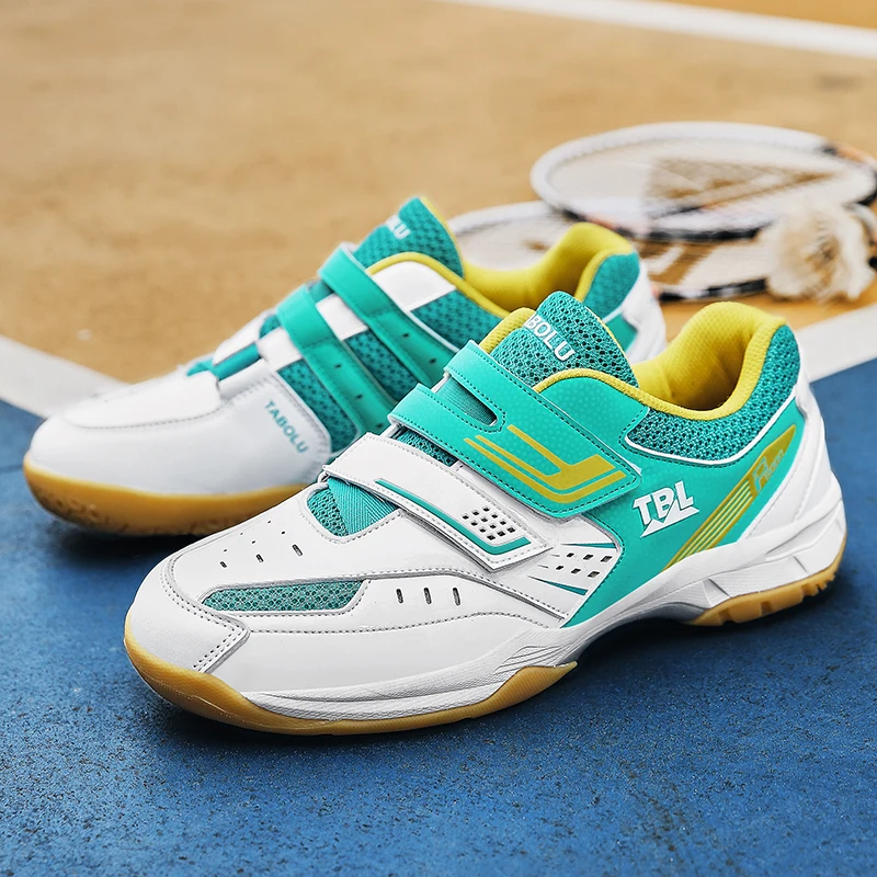Men Tennis Sneakers Professional Non Slip Tennis Training Shoes Shock-Absorbant Velcro Woman Shoe Badminton Outdoor