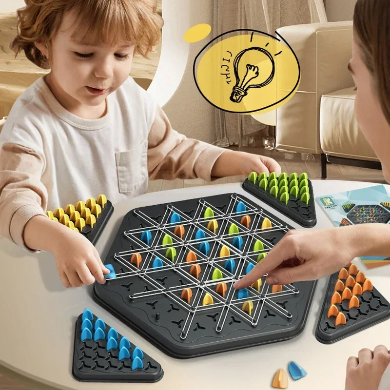 Chain Triangle Chess Game Triggle Rubber Band Game Educational Interactive Battle Set For Family Party Gift