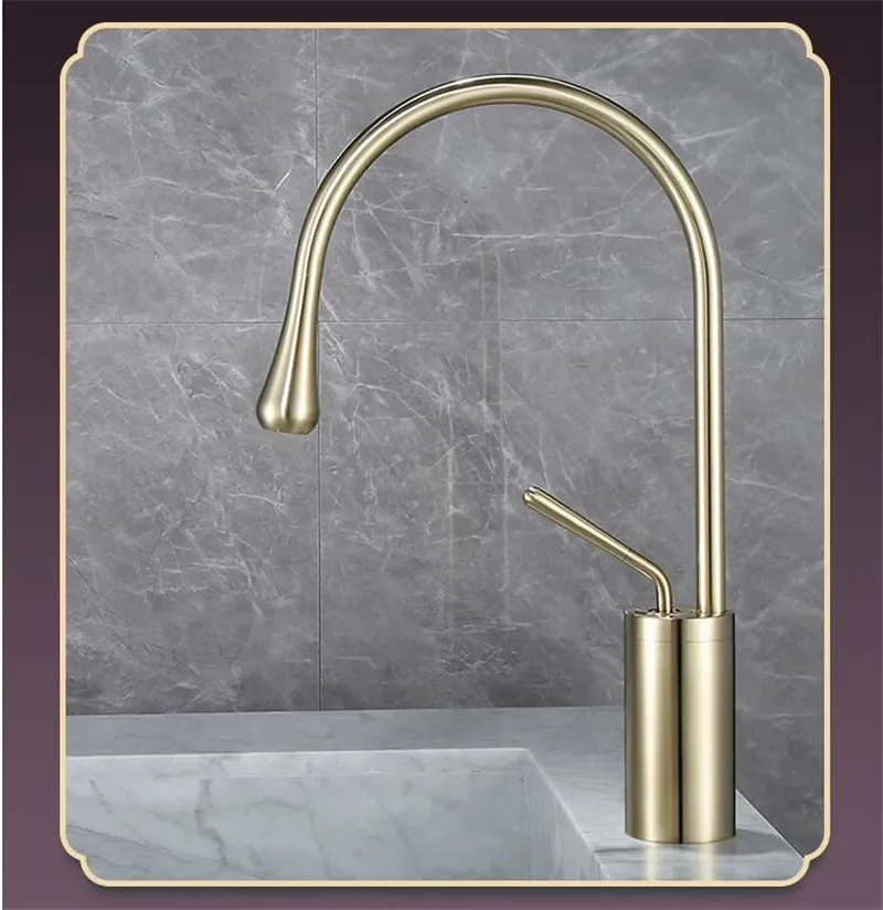 Description Picture 3 of item/Brushed Gold Bathroom Faucet Basin Hot Cold Black Sink Brass Kitchen Swivel Sink Water Crane