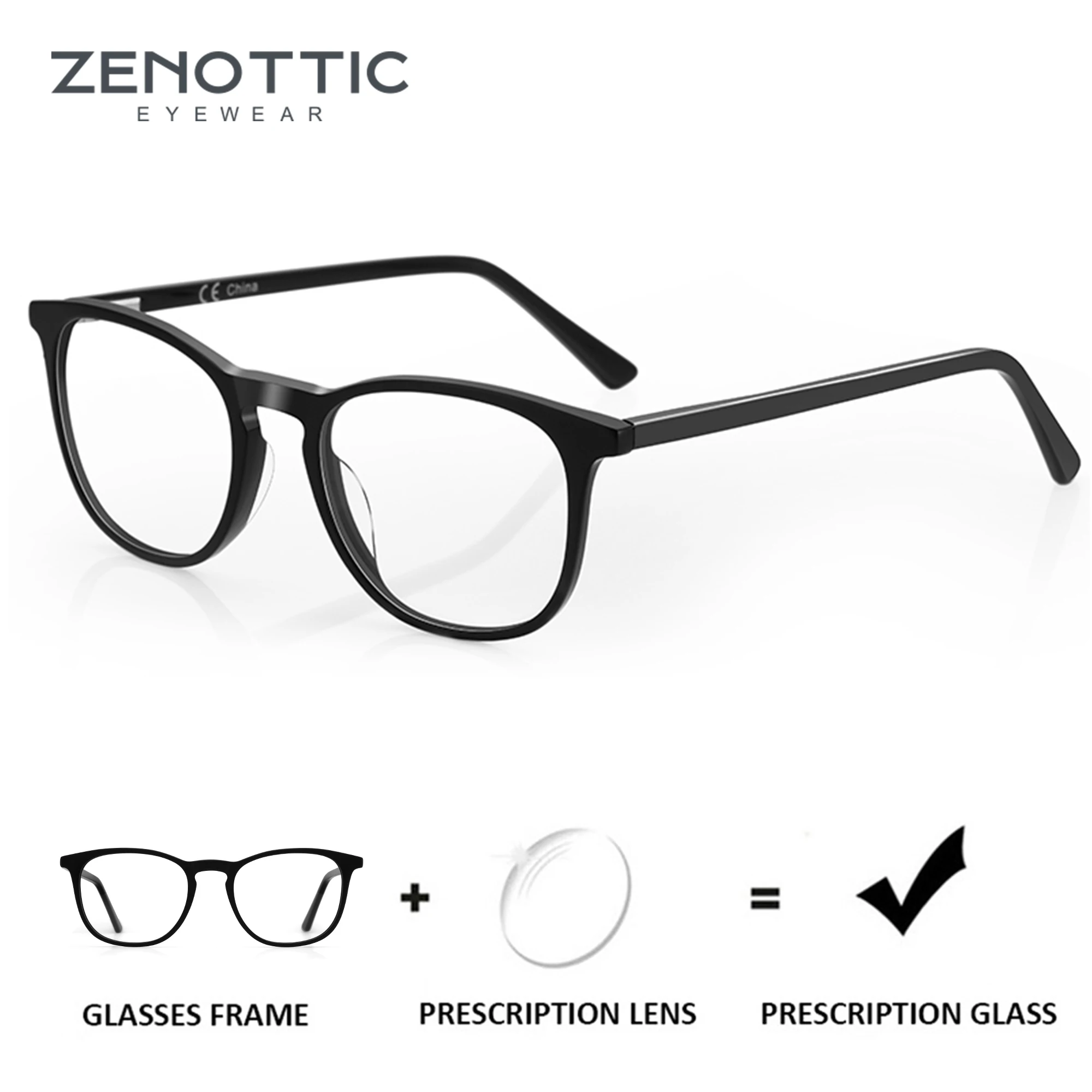 Myopia eyeglasses handmade acetate prescription glasses men large square anti blue light eyewear