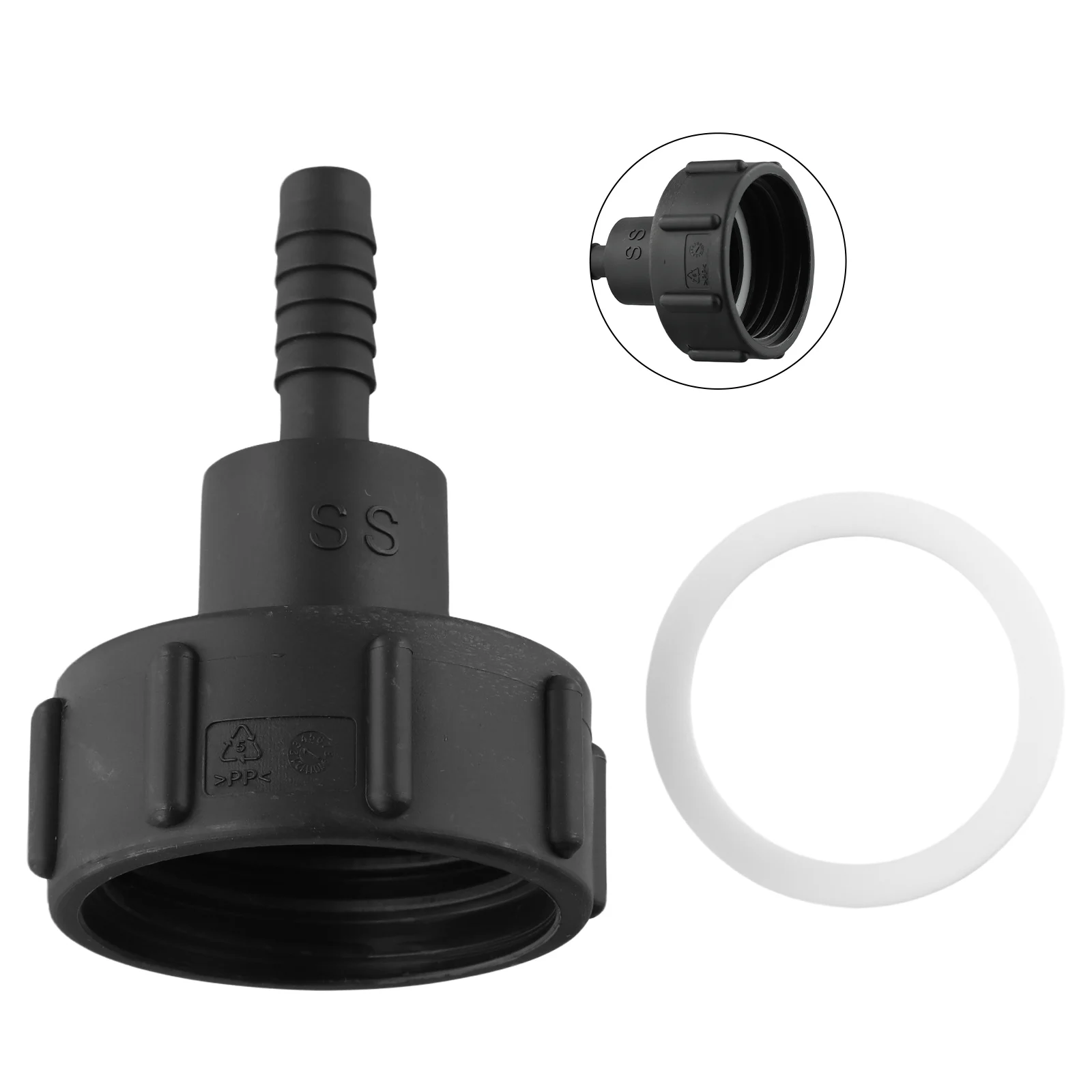 

High Quality Bucket Connector IBC Tank Adapter Black Home Non-toxic PP Plastic Replacement Tap Thread Accessories