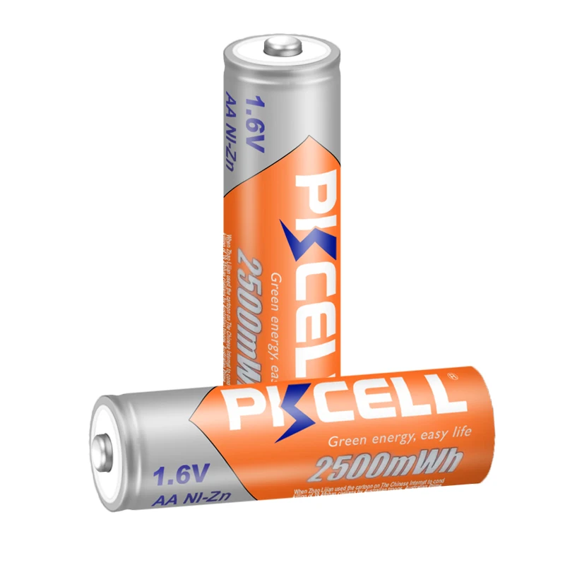Rechargeable Nickel Zinc Batteries 8pcs/lot PKCELL AA Battery Ni-Zn 1.6V 2500mWh Nickel-Zinc AA Rechargeable Battery Batteries Baterias For Flashlight toy camera
