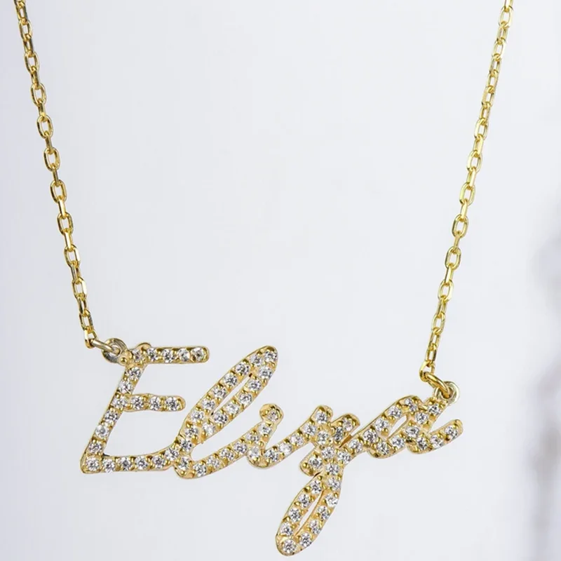 

Custom Name Necklace Personalized for Women Diamond Letters Jewelry Stainless Steel Gold Pendant Necklace for Gifts